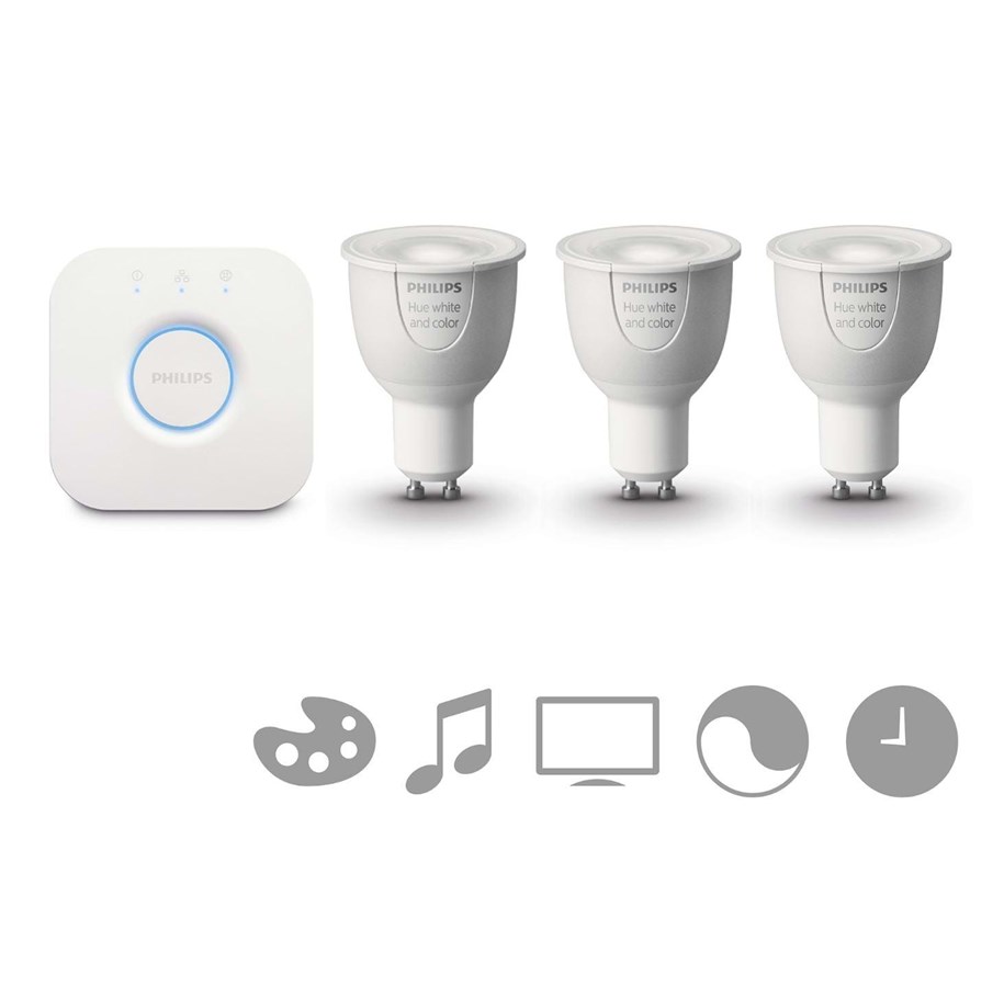 Lyskilder - Philips LED pære Hue GU10 Color Starter Kit - 929000261711