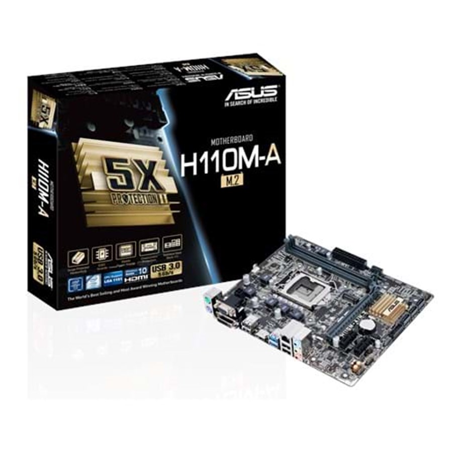 Bundkort - ASUS H110M-A/M.2 Bundkort - Intel H110 Express - Intel LGA1151 - DDR4 RAM - Micro-ATX - 90MB0R60-M0EAY0