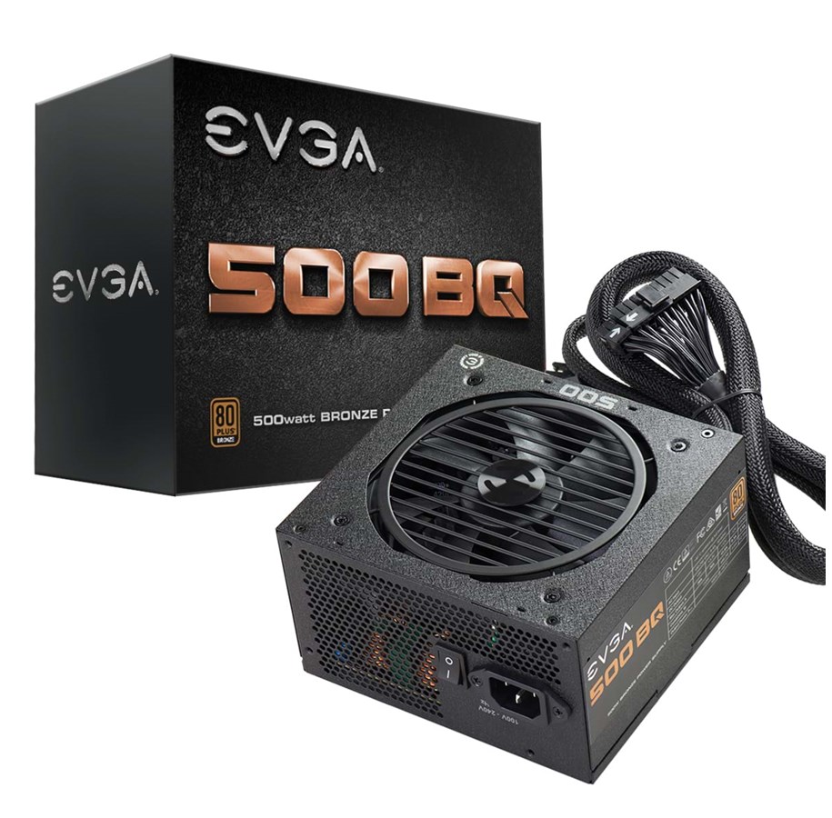 Strømforsyning - EVGA BQ 500 Strømforsyning - 500 Watt - 120 mm - ATX - 80 Plus Bronze certified - 110-BQ-0500-K2