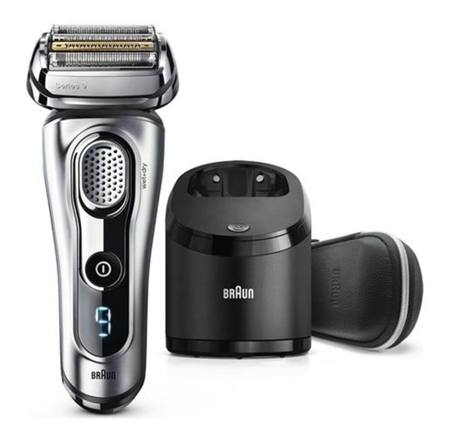 Barbermaskine - Braun Barbermaskine Series 9 elektrisk barbermaskine til mænd 9291cc med Clean&Charge-station samt rejseetui – sølv - 9291CC
