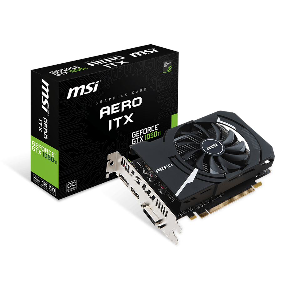 Grafikkort - MSI GeForce GTX 1050 Ti AERO ITX - 4GB GDDR5 RAM - Grafikkort - GTX 1050 TI AERO ITX 4GOCV1