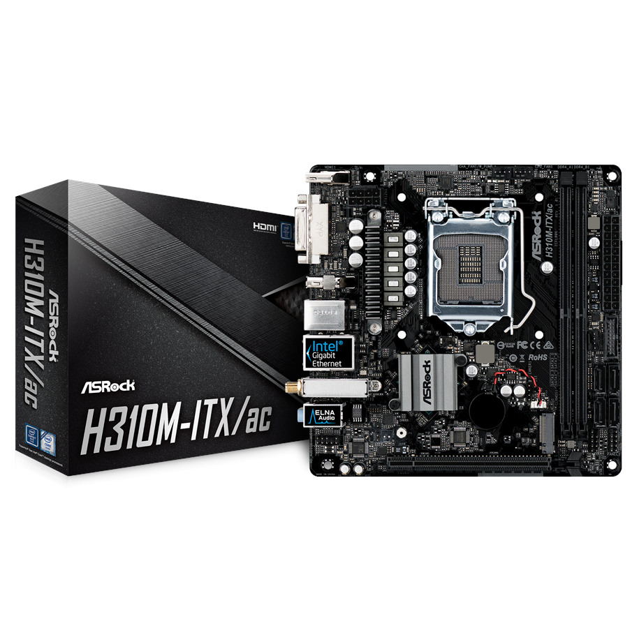 Bundkort - ASRock H310M-ITX/ac Bundkort - Intel H310 - Intel LGA1151 - DDR4 RAM - Mini-ITX - 90-MXB7A0-A0UAYZ