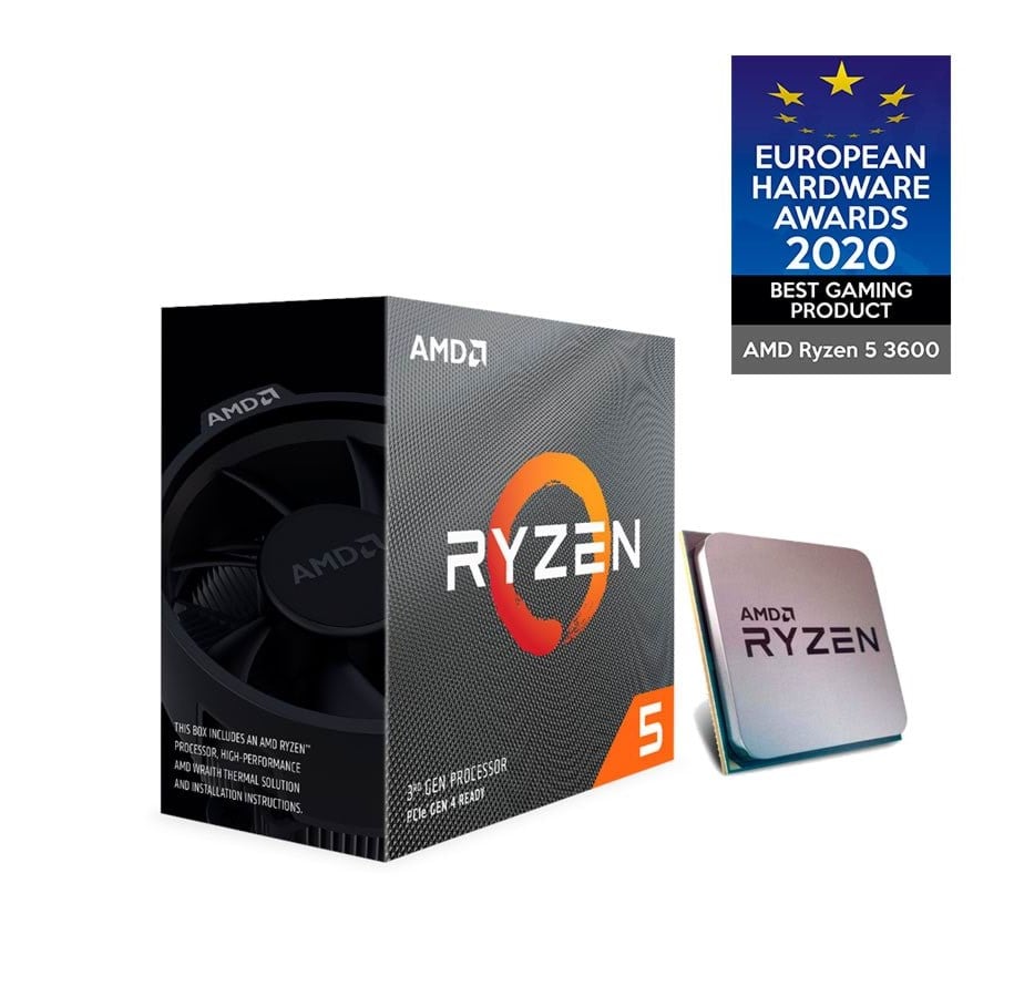 CPU - AMD Ryzen 5 3600 Wraith Stealth CPU - 6 kerner - 3.6 GHz - AMD AM4 - AMD Boxed (med køler) - 100-100000031BOX