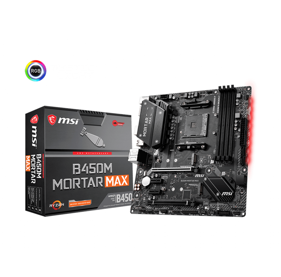 Bundkort - MSI B450M MORTAR MAX Bundkort - AMD B450 - AMD AM4 - DDR4 RAM - Micro-ATX - B450M MORTAR MAX