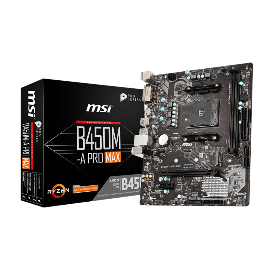Bundkort - MSI B450M-A PRO MAX Bundkort - AMD B450 - AMD AM4 socket - DDR4 RAM - Micro-ATX - B450M-A PRO MAX