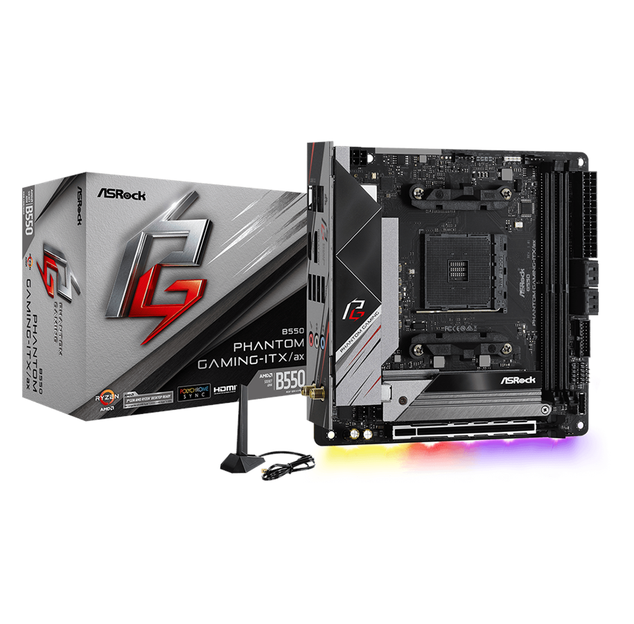 Bundkort - ASRock B550 Phantom Gaming-ITX/ax Bundkort - AMD B550 - AMD AM4 socket - DDR4 RAM - Mini-ITX - 90-MXBD40-A0UAYZ