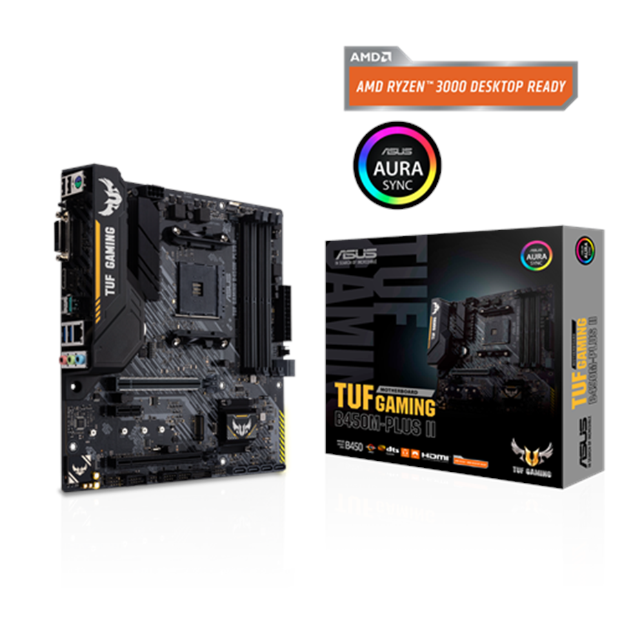 Bundkort - ASUS TUF GAMING B450M-PLUS II Bundkort - AMD B450 - AMD AM4 socket - DDR4 RAM - Micro-ATX - 90MB1620-M0EAY0