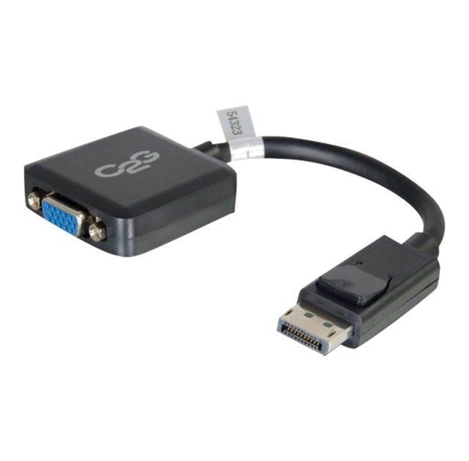 Kabler, ledninger, afdækning og brandsikring - C2G 20cm DisplayPort to VGA Adapter Converter - DP Male to VGA Female - Black - VGA adapter - 20 cm - 84323