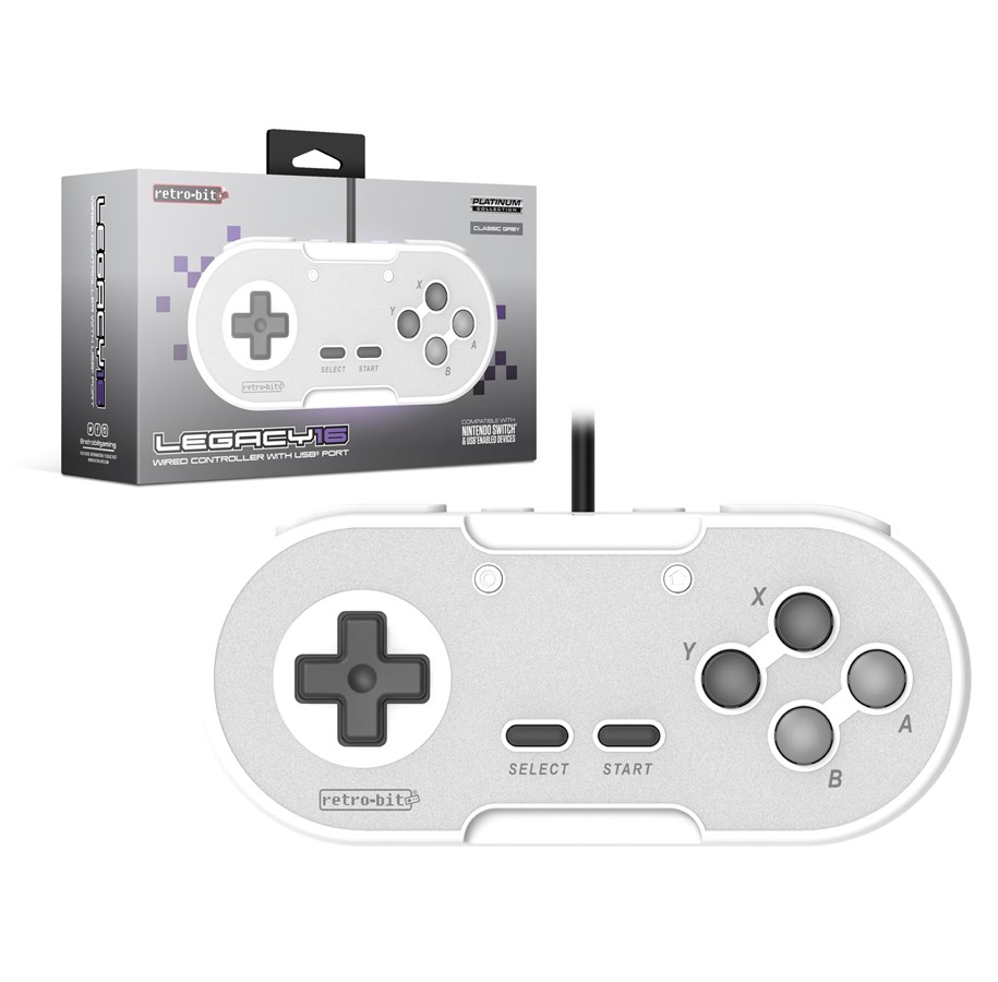 Spil tilbehør - Retro-Bit Legacy 16 USB Pad - Grey - Wired Controller - Android - 849172012172