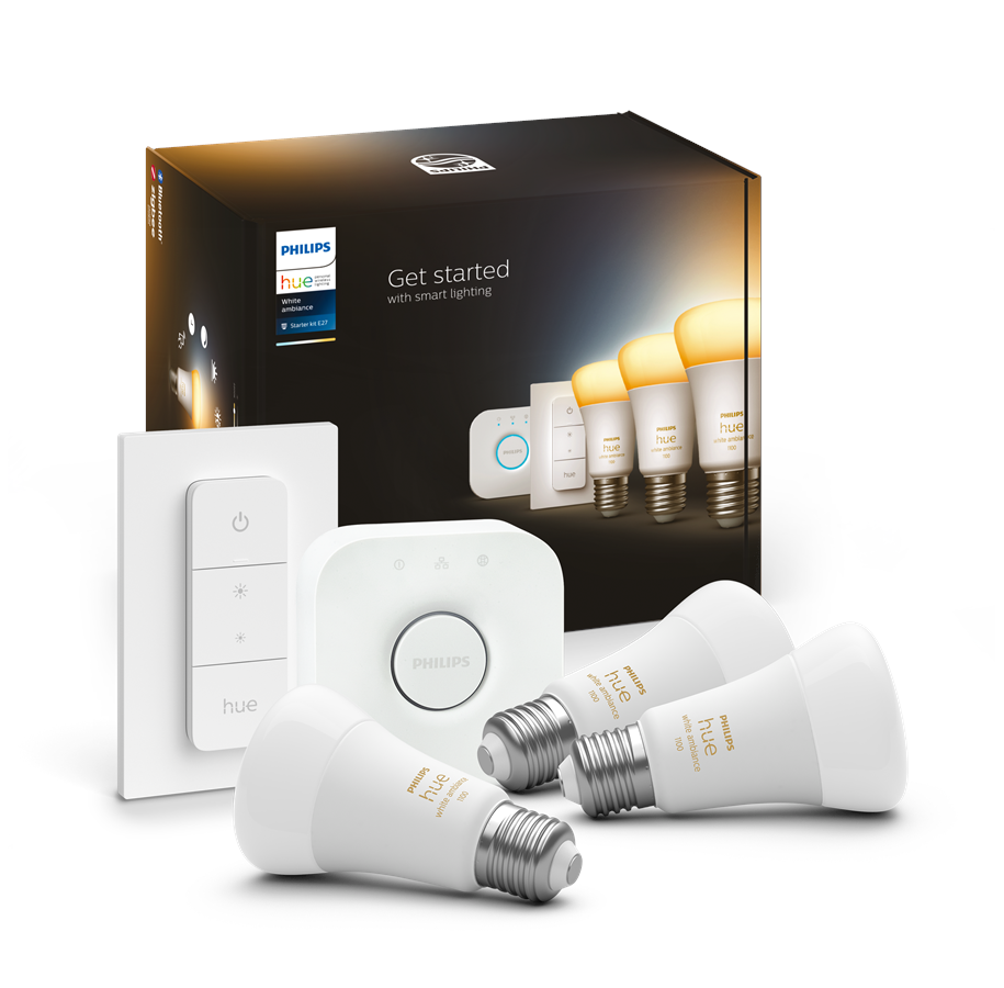 Smart Home - Philips Hue White Ambiance A60 E27 1100 Lumen - Starter Kit med 3 pærer - 929002468403