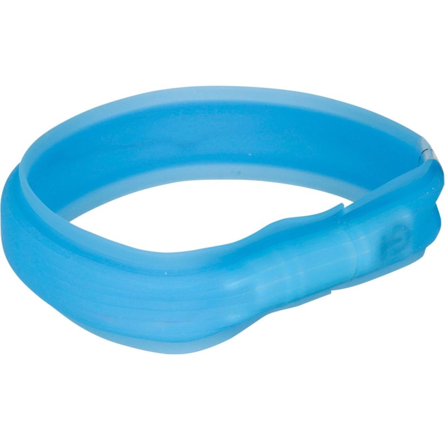 Hunde - Trixie Flash Light Band USB Adjustable LED Safety Collar Blue Size: L-XL 70cm/30mm - TX12672