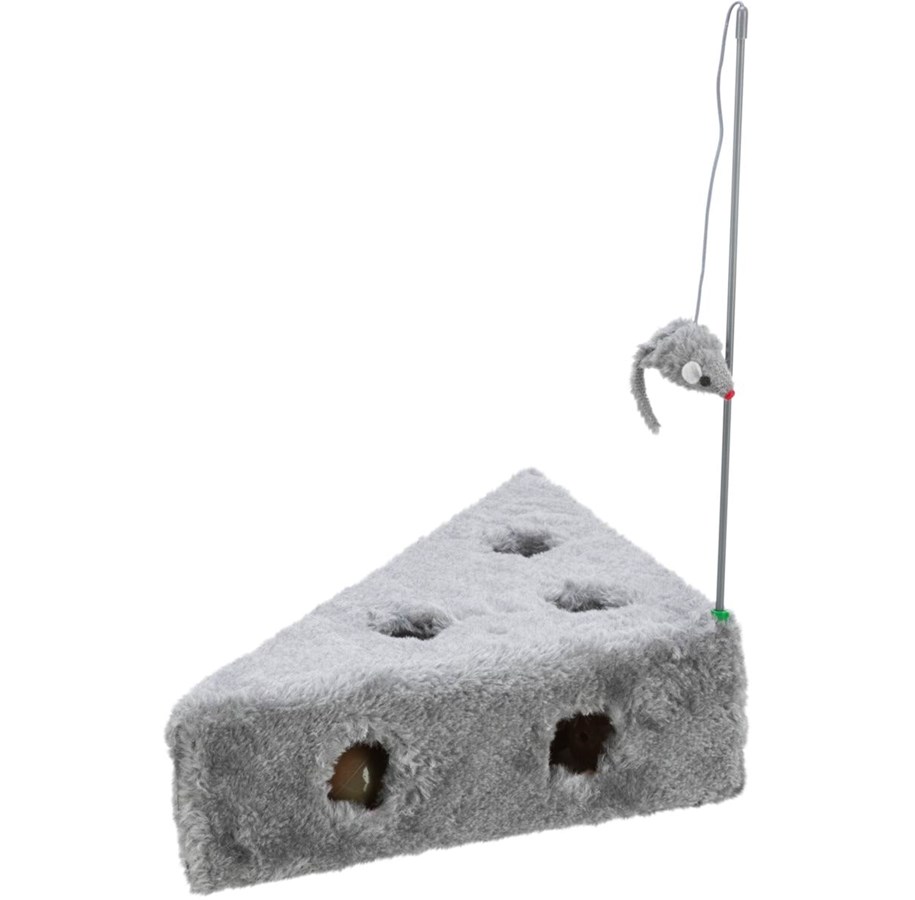 Katte - Trixie Cat's Cheese with playing rod & toy balls plush 36 × 8 × 26/26 cm grey - TX4505