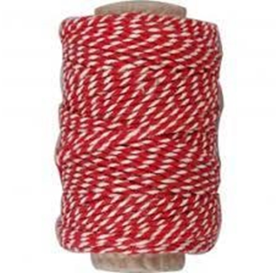 Garn & Tilbehør - Creativ Company Cotton cord Red/white 50m - 50332
