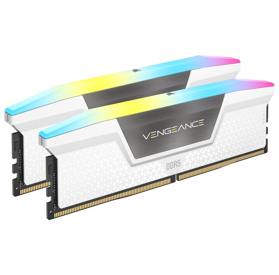 RAM - Corsair Vengeance RGB DDR5-6000 - 32GB - CL36 - Dual Channel (2 pcs) - Intel XMP - Hvid med RGB - CMH32GX5M2D6000C36W