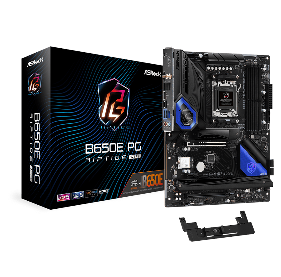 Bundkort - ASRock B650E PG Riptide WIFI Bundkort - AMD B650 - AMD AM5 socket - DDR5 RAM - ATX - 90-MXBL00-A0UAYZ