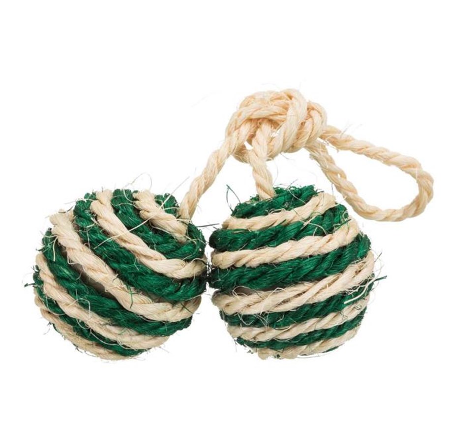 Katte - Trixie 2 Balls on a Rope ø 4.5 cm assorted colours - TX4077