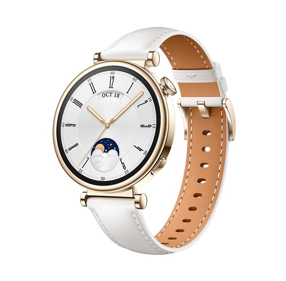 Smartwatch, Sportsur & Aktivitetstracker - Huawei Watch GT4 41 mm – hvid læder - 55020BJB
