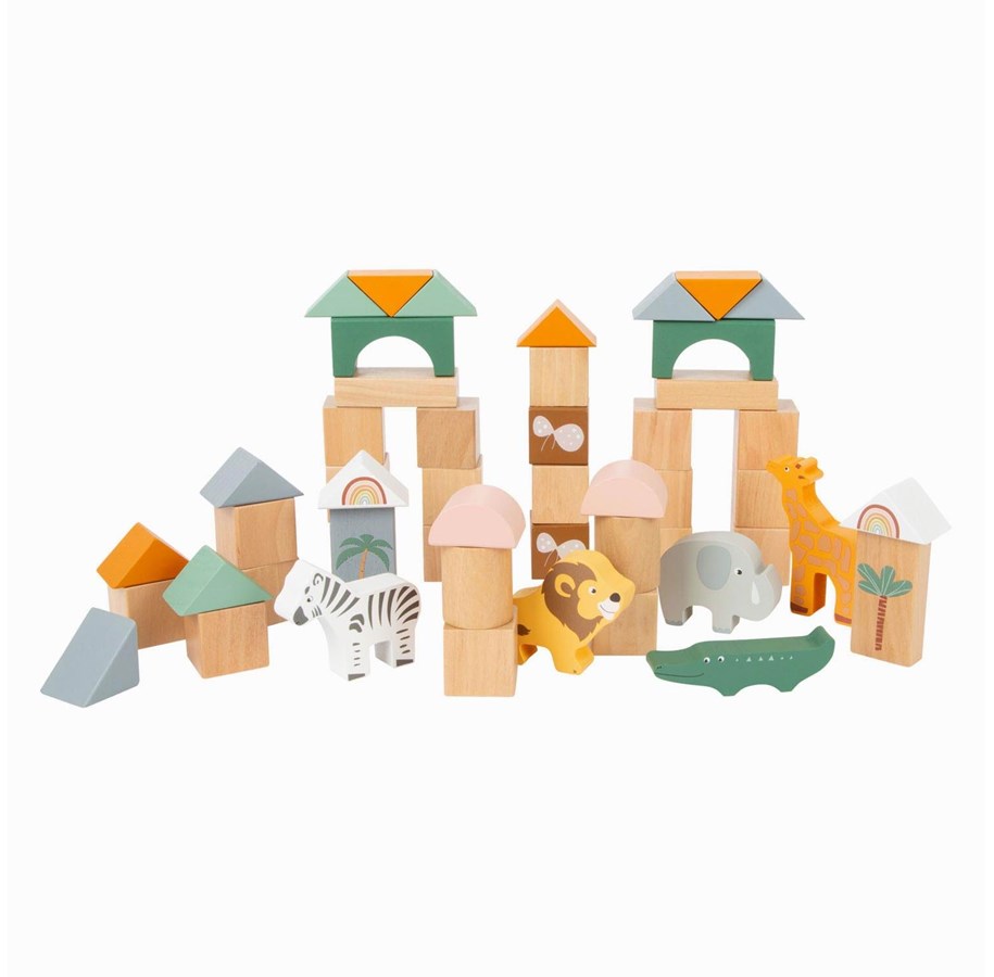 Trælegetøj - Small Foot - Wooden Building Blocks Safari 50dlg. - 11699