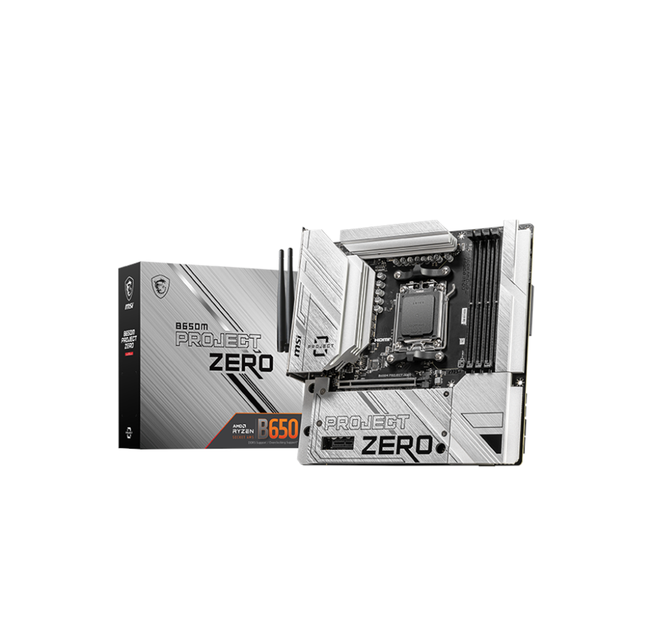 Bundkort - MSI B650M PROJECT ZERO Bundkort - AMD B650 - AMD AM5 - DDR5 RAM - Micro-ATX (BTF Standard) - B650M PROJECT ZERO