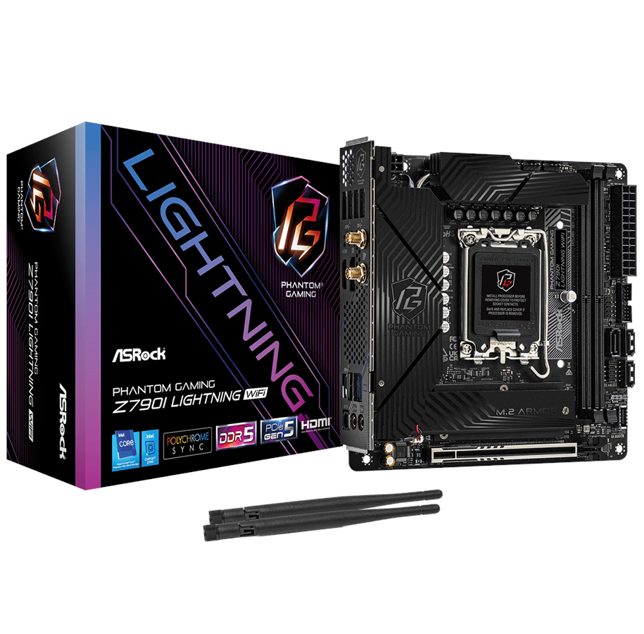 Bundkort - ASRock Z790I PG LIGHTNING WIFI Bundkort - Intel Z790 - Intel LGA1700 socket - DDR5 RAM - Mini-ITX - 90-MXBNM0-A0UAYZ