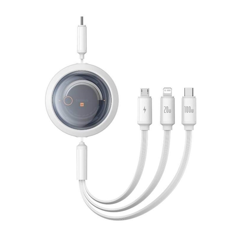 USB kabel - Baseus Fast Charging Cable 3in1 Free2Draw USB-C to USB-C/Lightning/Micro 100W 1.1m (white) - P10368700211-03