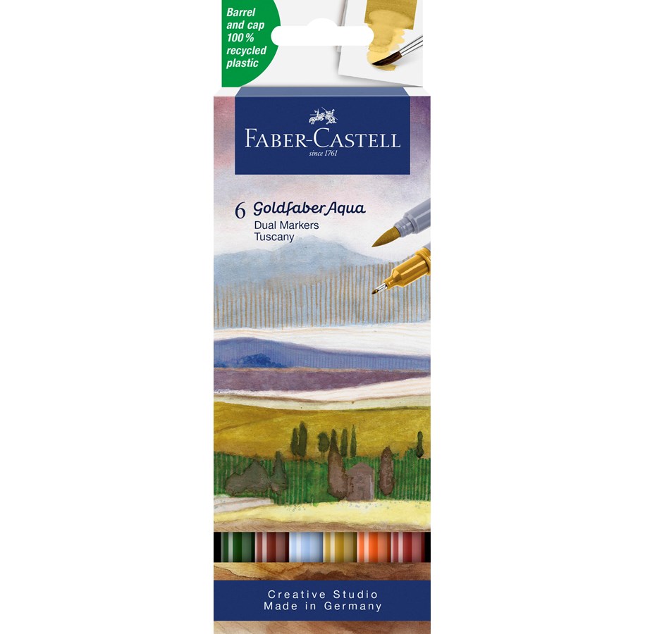 Skrive- og Tegneværktøjer - Faber-Castell Goldfaber Aqua Dual marker Tuscany 6 ass - 164521