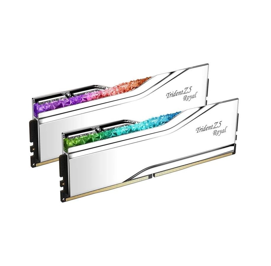RAM - G.Skill Trident Z5 Royal DDR5-6800 - 32GB - CL34 - Dual Channel (2 pcs) - Intel XMP - Sølv med RGB - F5-6800J3445G16GX2-TR5S