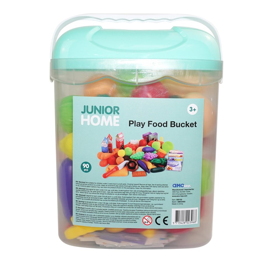 Legekøkken og udstyr - Junior Home Play Food Bucket 90 pcs - 505153