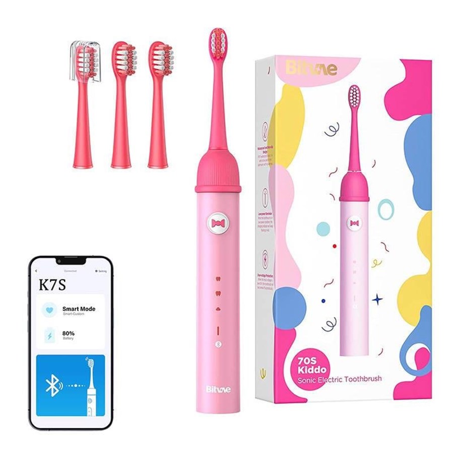 Eltandbørste - Bitvae Eltandbørste Sonic toothbrush for kids with app and tip set K7S (pink) - K7S pink