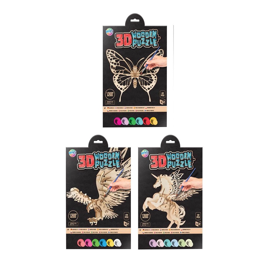 Puslespil - Creative Craft Group Wooden 3D Puzzle Animal with Paint and Brush 3D Puslespil - 400088