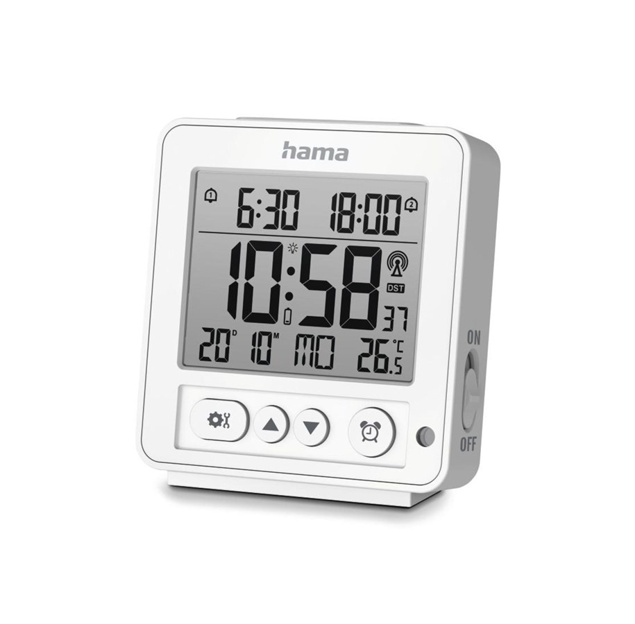 DAB, netværks- og clockradio - Hama 'Rhodes' Digital Radio Alarm Clock LCD White - DAB/DAB+/FM - Stereo - Hvid - 00185894