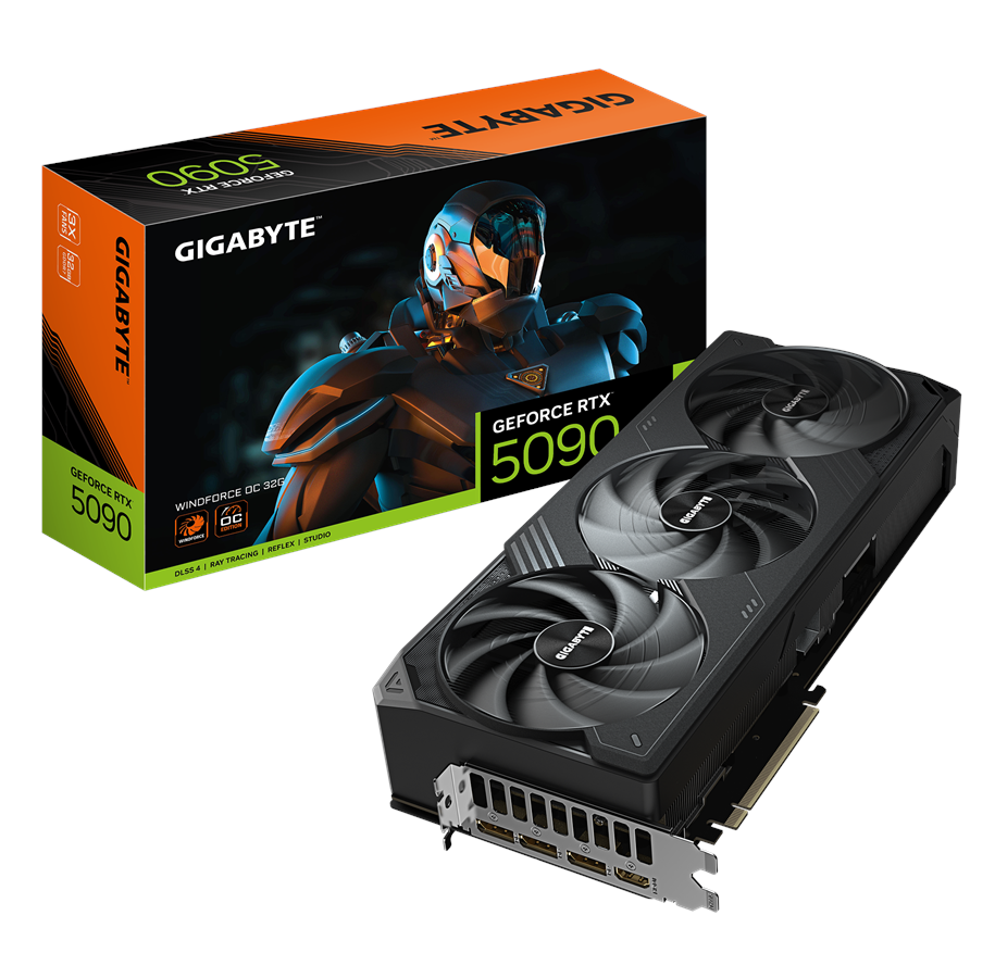 Grafikkort - GIGABYTE GeForce RTX 5090 WindForce 3 OC - 32GB GDDR7 RAM - Grafikkort - GV-N5090WF3OC-32GD