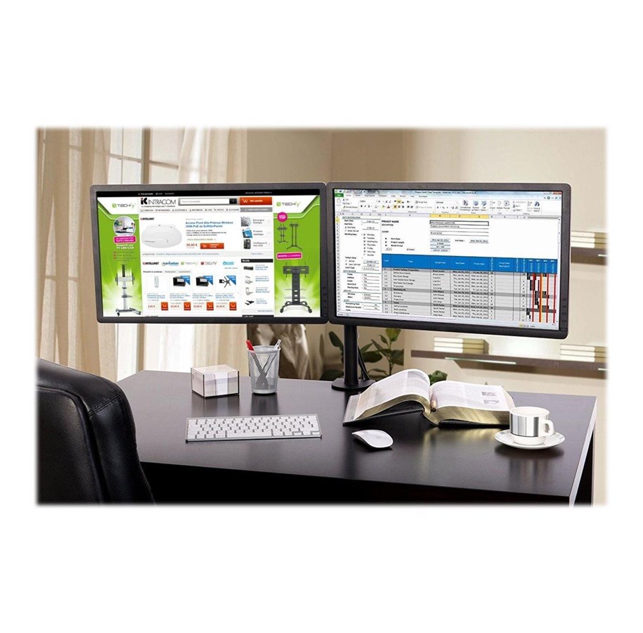 Skærmholder - IC INTRACOM TECHly stand - for 2 LCD displays - black - ICA-LCD 382-D