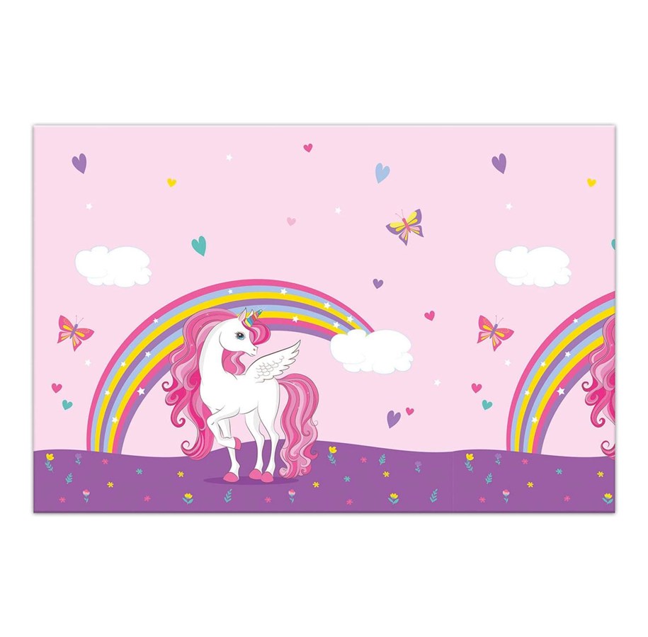 Legetøj - Globos Tablecloth Unicorn Rainbow Colors 120x180cm - 93761