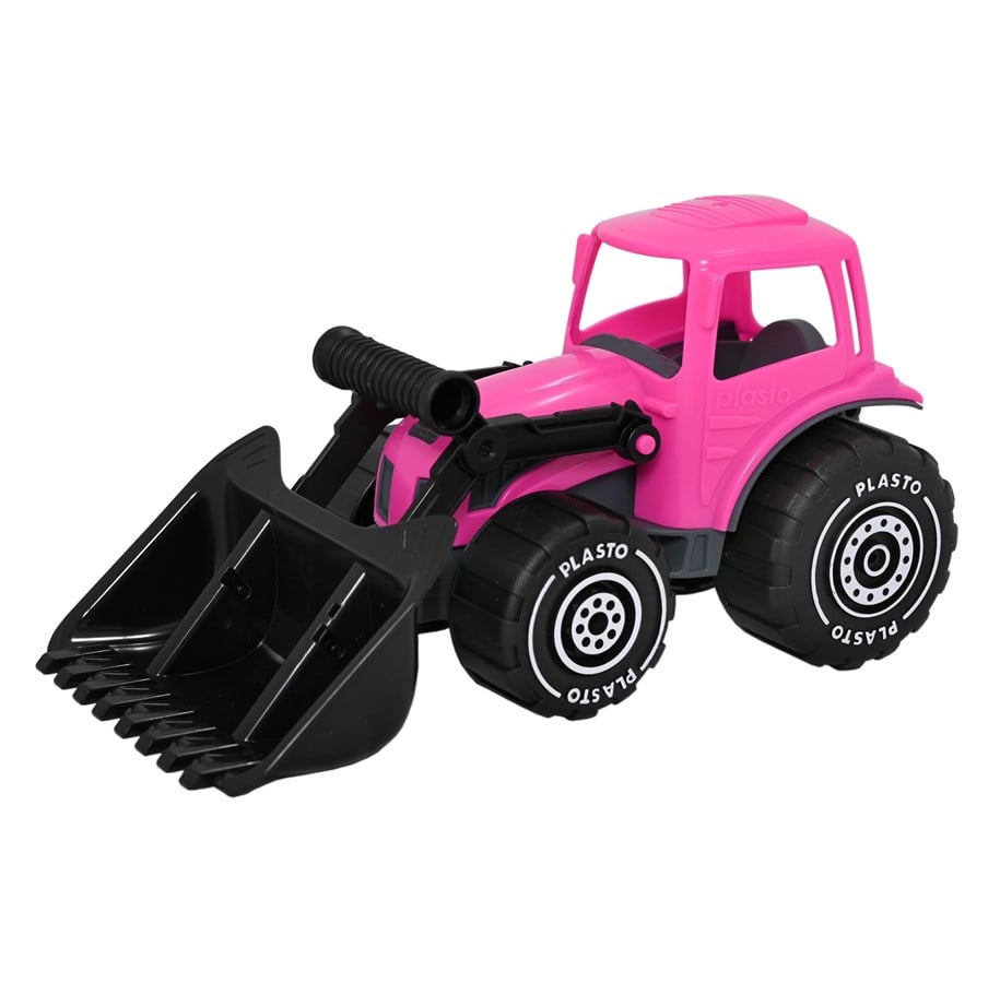 Udendørsleg - Plasto  Traktor med frontlæsser. Lyserød. 32 cm - 1674000PNB