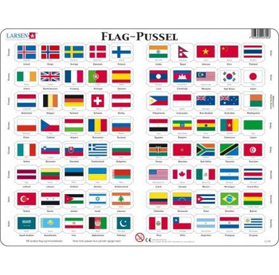 Puslespil - Larsen Puzzles Maxi Flag 80 pcs Puzzle - LA-L2DK