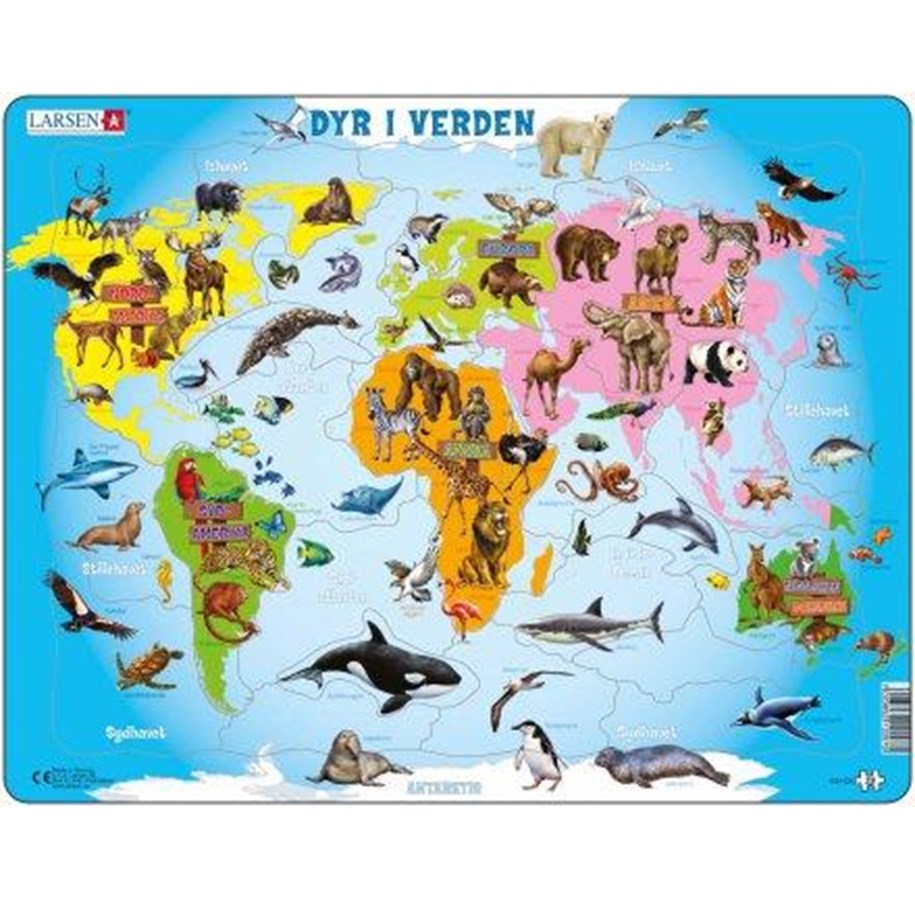 Puslespil - Larsen Puzzles Maxi Animals of the World 28 pcs - LA-A34DK