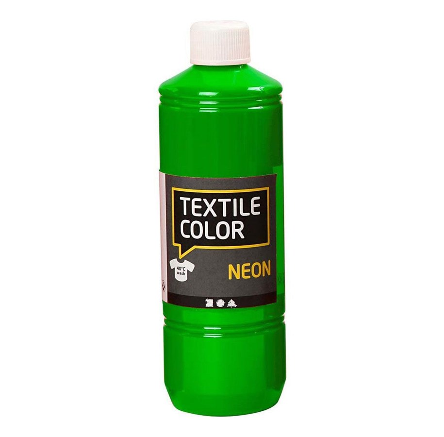 Skrive- og Tegneværktøjer - Creativ Company - Textile Color Semi-opaque Textile Paint - Neon Green 500ml - 34226