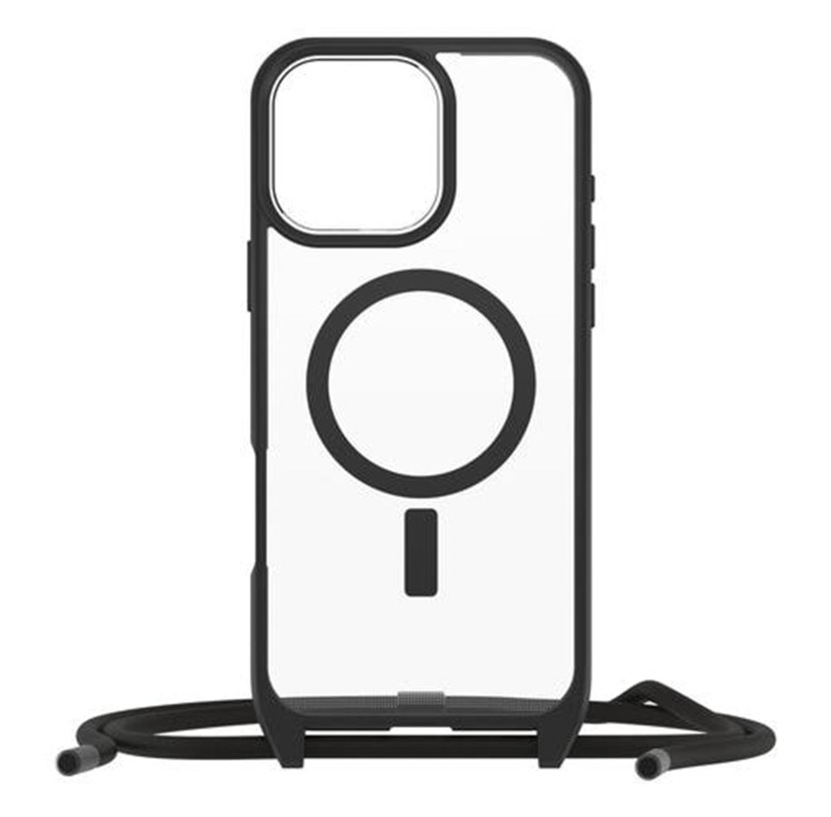 Mobil - Covers & Cases - OtterBox React Necklace MagSafe Apple iPhone 16 Pro Max Black Crystal - clear/black - ProPack - 77-96837