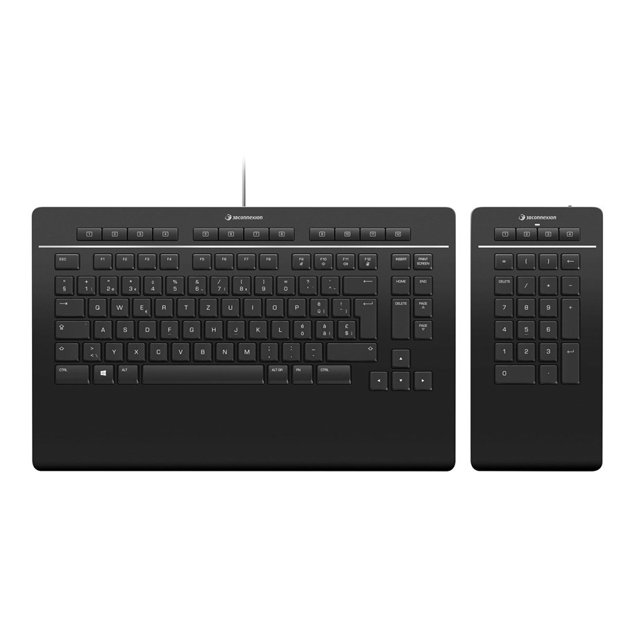 Tastatur - 3Dconnexion Keyboard Pro with Numpad - Tastatur & Numerisk sæt - Schweizisk - Sort - 3DX-700098