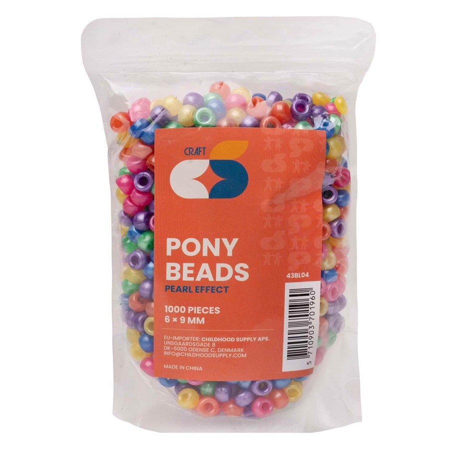 Kreativt Legetøj - Colorations - Pony Beads Mother of Pearl Effect 6x9 mm 1000 pcs. - 43BL04