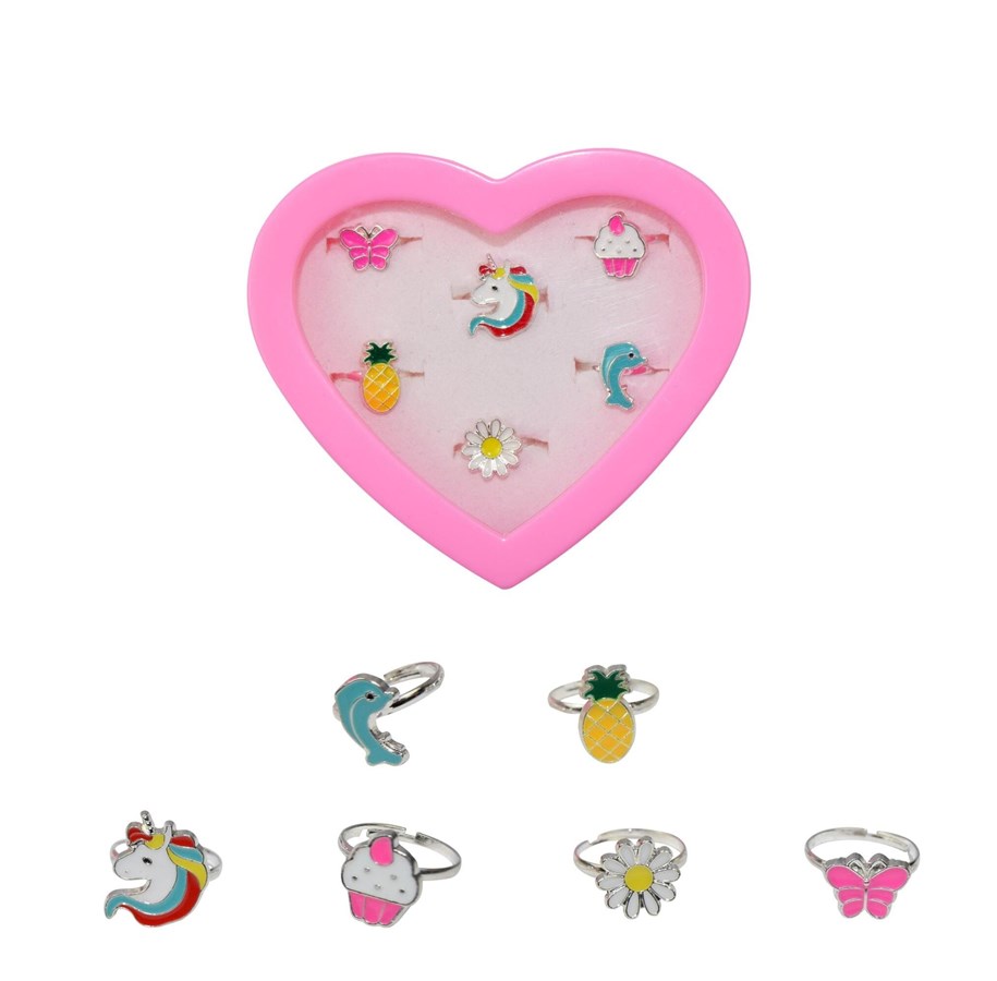 Kreativt Legetøj - Pocket Money Box Of Silver Rings 6 pcs. - 640113