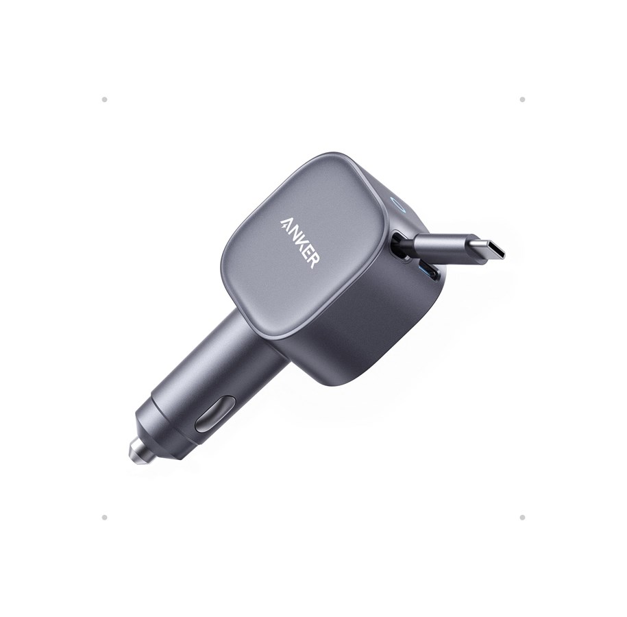 Mobil - Adaptere & Opladere - Anker Nano Car Charger 75W USB-C Port Built-In Retractable Cable - A2738HA1