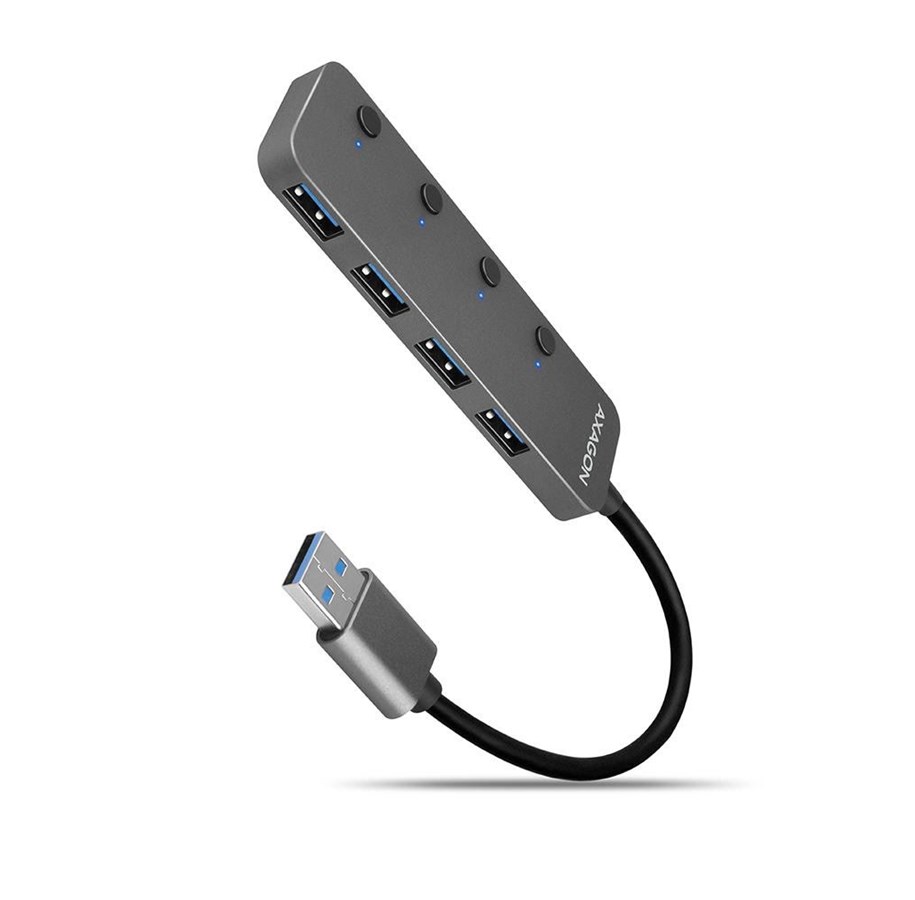 USB hub - AXAGON SuperSpeed USB-A Switch Hub with Charging Function USB hub - USB 3.2 - 4 ports - Grå - HUE-MSA
