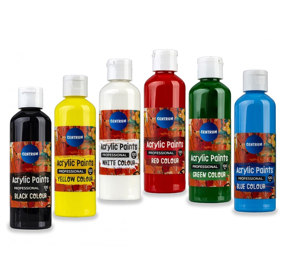 Hobby artikler - CENTRUM Akrylfarve 120ml. flaske. HVID - 80923