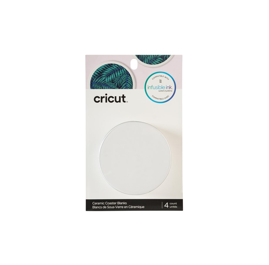 Labelprinter - Cricut Infusible Ink - unfinished coaster - round - 9.1 cm diameter - blanc - ceramic (pack of 4) - 2006582
