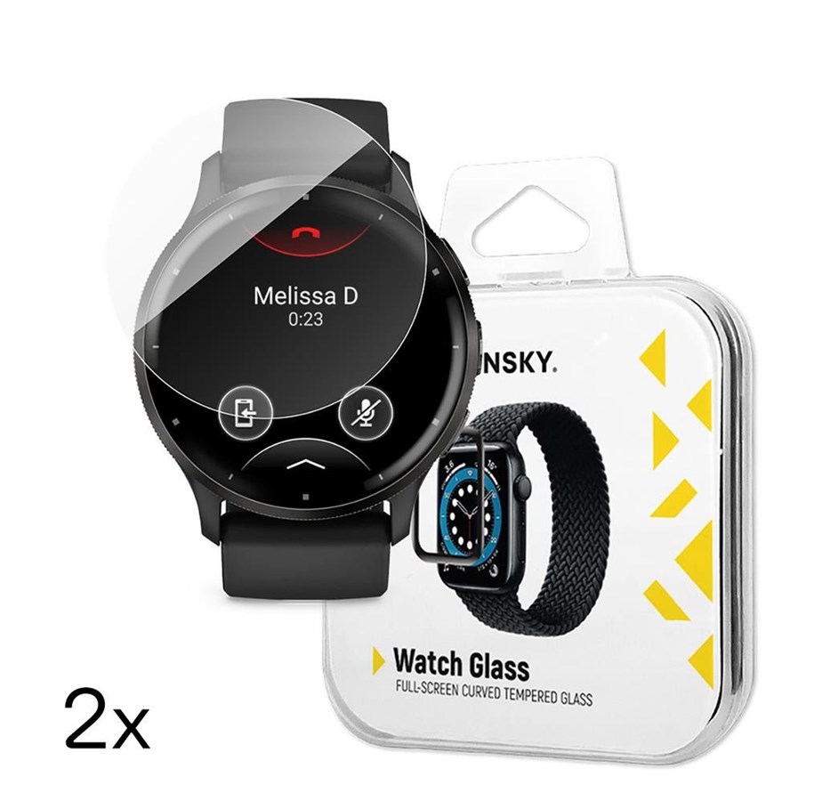 Mobil - Beskyttelsesglas - Wozinsky Full Glue Tempered Glass for Garmin Venu 3 45mm (2 pcs) - 5907769366253