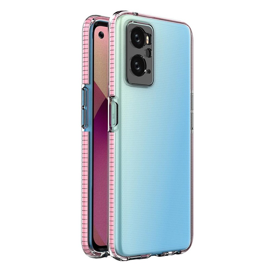 Mobil - Covers & Cases - Hurtel Spring Case Cover for Realme 9i Oppo A36 / A76 / A96 Silicone Cover with Frame Light Pink - 9145576265208