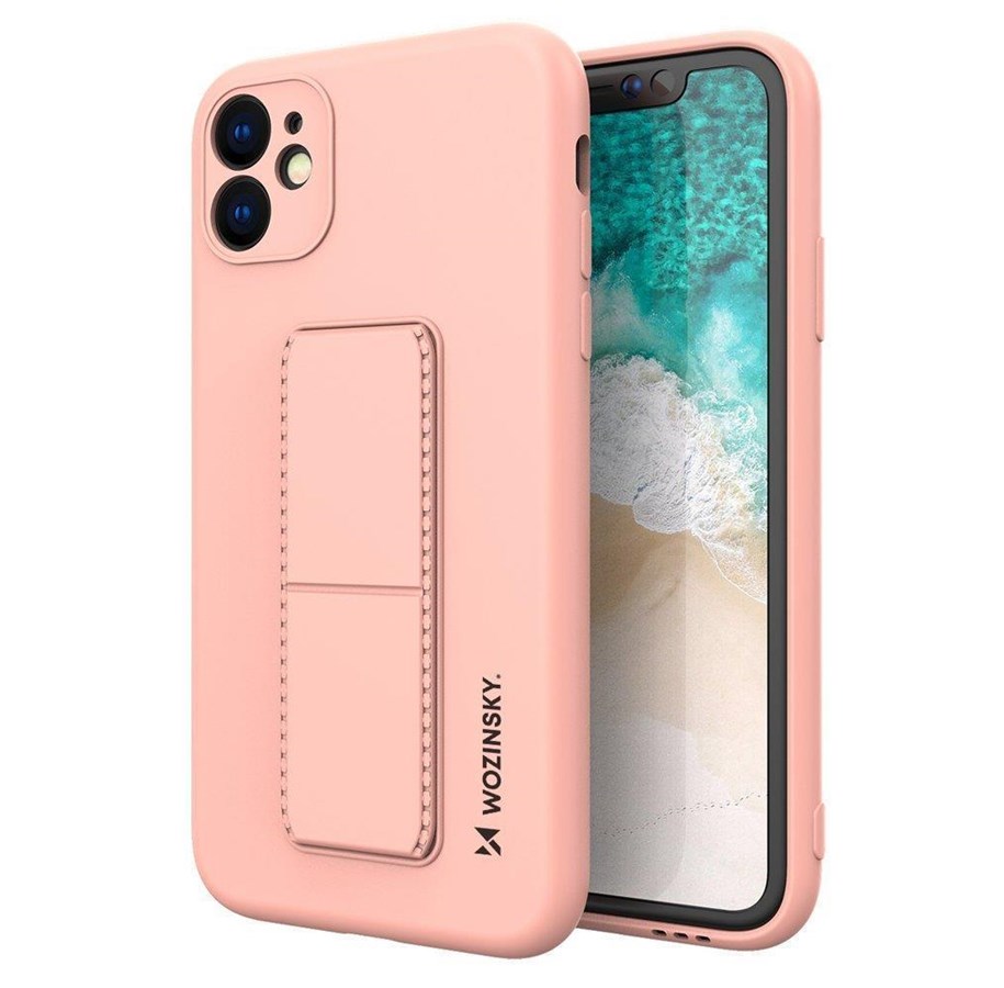 Mobil - Covers & Cases - Wozinsky Kickstand Case Silicone Case with Stand iPhone 11 Pro Pink - 9111201940055