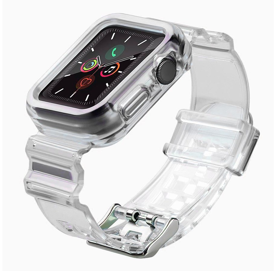 Smartwatch - Tilbehør - Hurtel Silicone Band Strap Bracelet Case Strap Light Set for Apple Watch 42mm - Black - 5907769331701